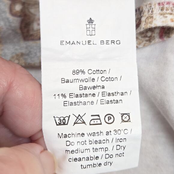 Emanuel Berg Modern Fit Mens Byron Dress Shirt L /XL Paisley Soft Stretch - Picture 5 of 9